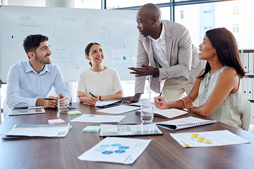 Work team meeting in conference room