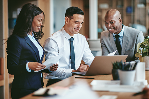 Colleagues working together in office