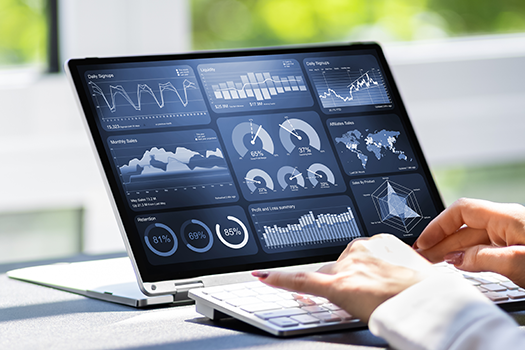 dashboard screen of data