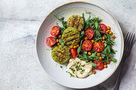 bowl of salad and falafel